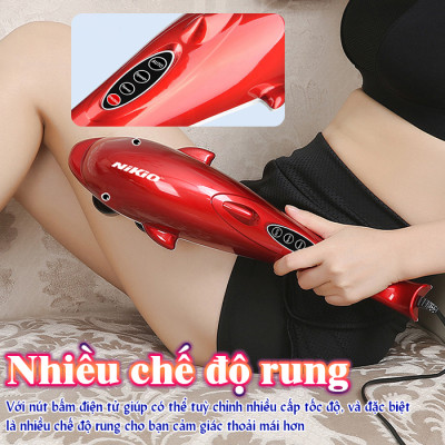 Máy mát xa cầm tay cá heo Nikio NK-608B - Điện tử, 6 đầu massage