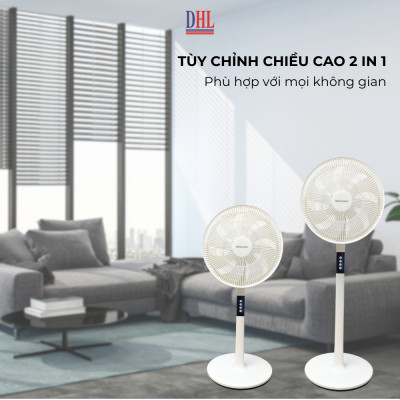 Quạt đứng điện tử có điều khiễn từ xa, hẹn giờ Mitomo FCE-60AEV, công suất 60W, động cơ dây đồng - Bảo hành 2 năm hàng chính hãng