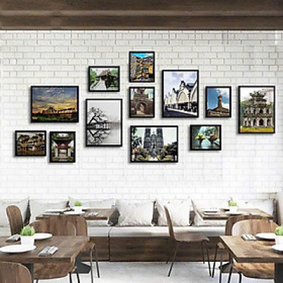 (HCM) Khung ảnh treo tường cảnh Hà Nội trang trí quán ăn, nhà hàng kèm đinh treo