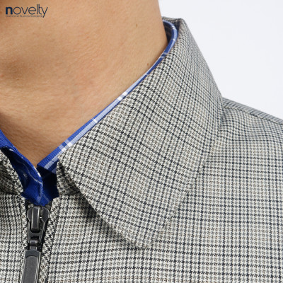 Áo Jacket nam 2 lớp cổ bẻ Novelty Casual caro nhỏ màu xám NJKMCNMT3B2305682