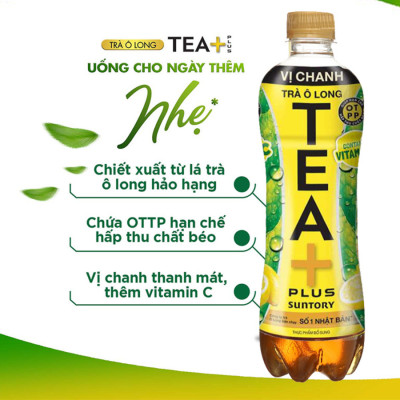 Thùng 24 Chai Trà Ô long Vị Chanh Tea+ (450ml/Chai)