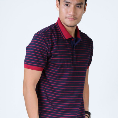 Áo Polo nam Novelty xanh sọc đỏ NATMSNMCSR180033N