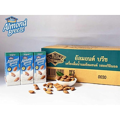 Blue Diamond - Thùng Sữa Hạt Hạnh Nhân ALMOND BREEZE Nguyên Chất 180ml x 24 hộp