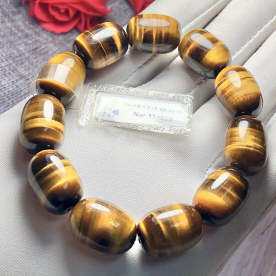 Vòng tay lu thống Thạch Anh Mắt Hổ vàng nâu chuẩn 5A cao cấp