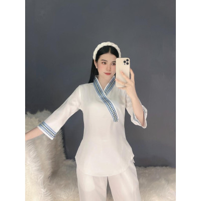 Đồ Lam Đi Chùa Nhật Viền Hàn Quốc