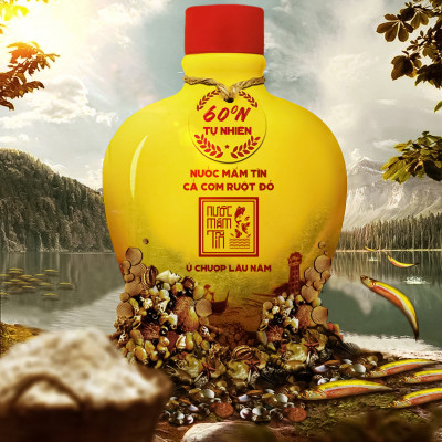 Đặc Sản Phan Thiết - [Combo 02 Bình Gốm 60 Đạm] Nước Mắm Tĩn Cá Cơm Ruột Đỏ Độ Đạm 60N 250Ml Rin Nguyên Chất Không Chất Bảo Quản