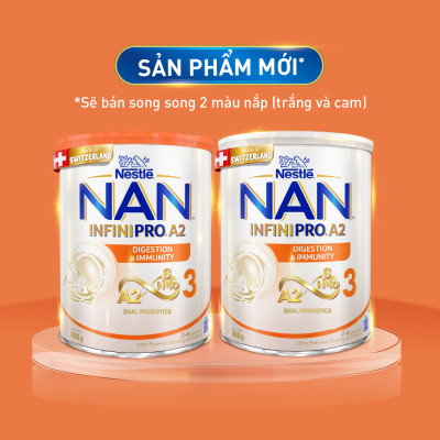 Sữa bột NAN INFINIPRO A2 800g Thụy Sĩ 3 với đạm quý A2 tiêu hóa tốt sau 7 ngày và 6HMO tăng cường đề kháng (2 - 6 tuổi) - Tặng Đồ chơi bắt banh