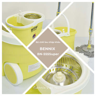 Bộ lau nhà 360 Bennix cán inox: BN-555SUPER Hàng chính hãng