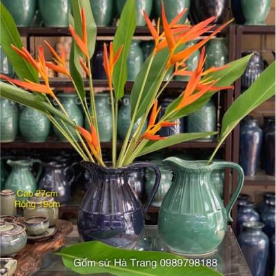 Lọ hoa dáng bình sữa men hoả biến kính  Gốm sứ Bát Tràng cao câp cao 27cm