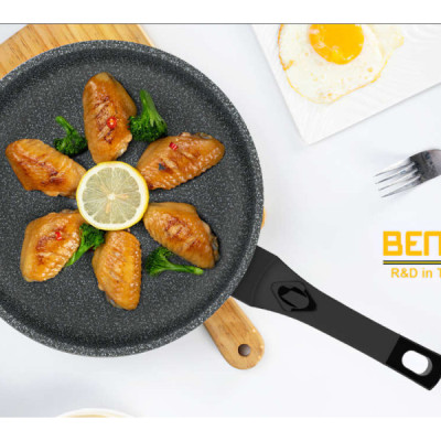 Chảo Chống Dính Vân Đá Đáy Từ Cao Cấp Bennix Terra Đủ Size 24/ 26/ 28/ 30cm- Hàng Chính Hãng
