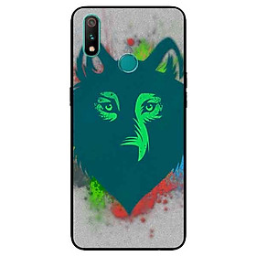 Ốp Lưng in cho Realme 3 Mẫu Chú Sói Nền Xám - Hàng Chính Hãng