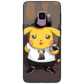 Ốp lưng in cho Samsung S9 Mẫu Pika Nón Đen
