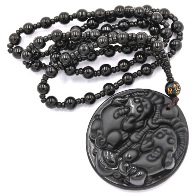 Vòng cổ Tỳ hưu đôi đá thạch anh đen DTHD7 