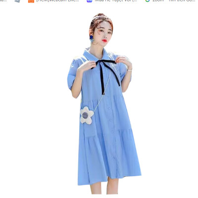 ĐẦM BÀU VÁY BẦU  CÔNG SỞ KẾT NƠ ĐEN DỄ THƯƠNG sau sanh có nút mở cho bé ti