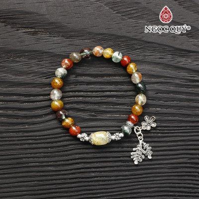 Vòng đá thạch anh đa sắc phối lu thống tóc vàng - Ngọc Quý Gemstones