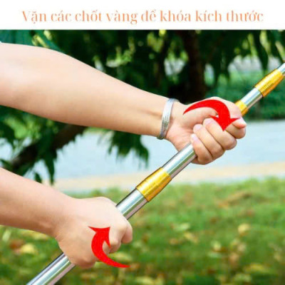 Bộ Sào Vợt Inox Hái Trái Cây Trên Cao – Rút Dài Tới 6M, Kèm 4 Phụ Kiện Tiện Lợi Hàng Xịn Loại 1