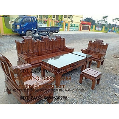 Bàn ghế âu á tay hộp gỗ xoan ta phun vân