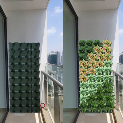 08 Chậu trồng rau thông minh Không thay đất Vertical (Màu Xanh) có tưới nhỏ giọt và bón phân Bán tự động nhập khẩu Bồ Đào Nha ( dành khu vực Không có vòi cấp)