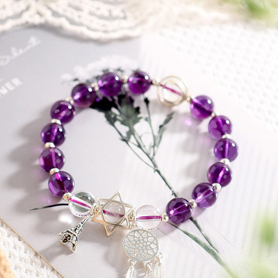 Vòng tay đá thạch anh tím phối Dreamcatcher mệnh hỏa, thổ - Ngọc Quý Gemstones