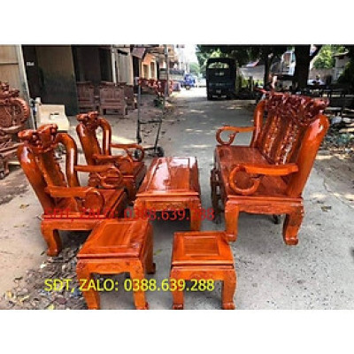 bộ bàn ghế quốc đào tay 12 gỗ xà cừ đỏ