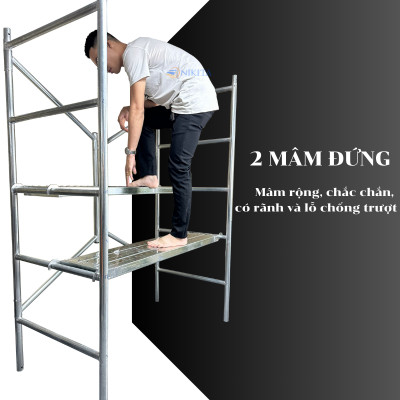 [NEW] Giàn giáo di động 2 mâm đứng MD180, chắc chắn, dùng cho công trình, có thể ghép nối tăng chiều cao, chính hãng Nikita