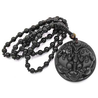 Vòng cổ Tỳ hưu đôi đá thạch anh đen DTHD7 