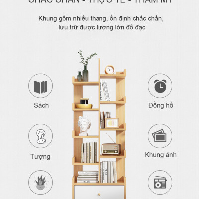 Giá Sách Hình Cây Có Hộc Đựng Đồ Phong Cách Nordic Thương Hiệu IGA - GP171