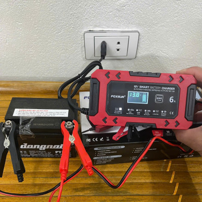 Bộ Sạc FOXSUR 6A Hàng Nhật – Sạc Ắc Quy Thông Minh 10 Bước, Bảo Vệ An Toàn Tuyệt Đối , đèn trang trí đồng hồ treo tường