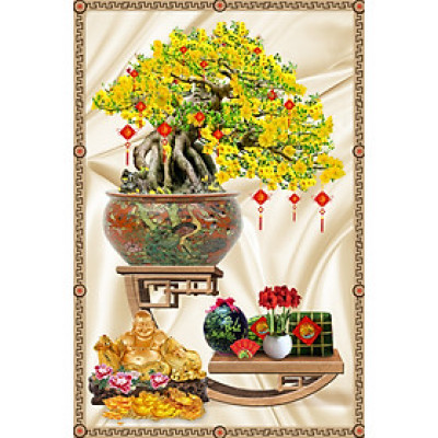 TRANH CÂY MAI TÀI LỘC TRANH HOA 3D,,TRANH CÂY MAI 3D KT LỚN,,PVP-CMAI01-9