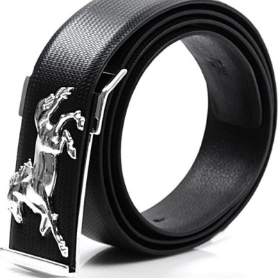 Dây nịt nam hình con ngựa DN35 - Dây Đen, Mặt Bạc