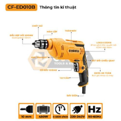 MÁY KHOAN ĐIỆN 450W CF-ED010B - COOFIX - HÀNG CHÍNH HÃNG