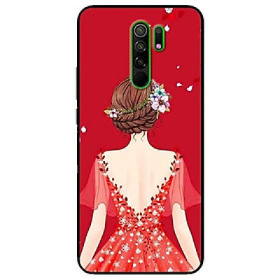 Ốp lưng dành cho Xiaomi Redmi 9 mẫu Cô Gái Váy Đỏ