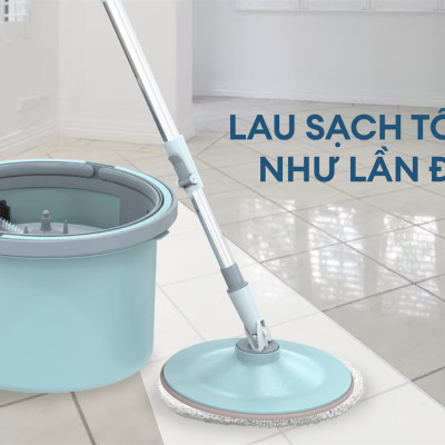 Bộ lau nhà xoay 360 độ thông minh 2 bông lau SUNHOUSE KS-CL235PB - Bảo hành 6 tháng - Hàng chính hãng