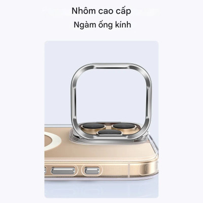 Ốp lưng trong suốt Baseus Crystal Magnetic Case with Camera Ring Stand cho iP (Hàng chính hãng)