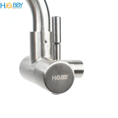 Vòi rửa chén lạnh gắn tường inox 304 ren 21 Hobby Home Decor VT1