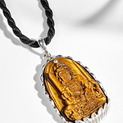 Mặt Dây Chuyền Phật Bản Mệnh Đá Mắt Hổ Mệnh Thổ,Kim - Ngọc Quý Gemstones