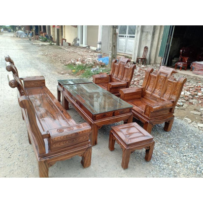 bộ bàn ghế âu á tay hộp gỗ xoan ta phun vân