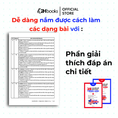 Sách 25 Chuyên đề ngữ pháp Tiếng anh, Combo 2 cuốn tác giả cô Trang Anh, tổng ôn ngữ pháp Tiếng Anh, 2HBooks