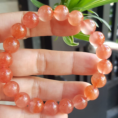 Vòng đeo tay nữ chuỗi mới đá mã não hồng cam bóng mượt đẹp size vòng hạt 10mm nam nữ mệnh hỏa mệnh thổ đeo ạ