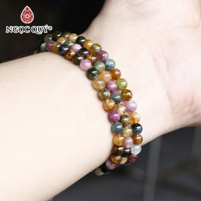 Vòng 3 line đá tourmaline đa sắc 5.5mm - Ngọc Quý Gemstones