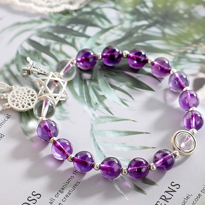 Vòng tay đá thạch anh tím phối Dreamcatcher mệnh hỏa, thổ - Ngọc Quý Gemstones