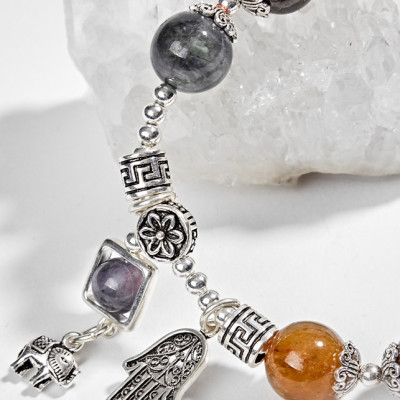 Vòng Tourmaline Đa Sắc Phối Charm Lá Bạc (10mm) Ngọc Quý Gemstones