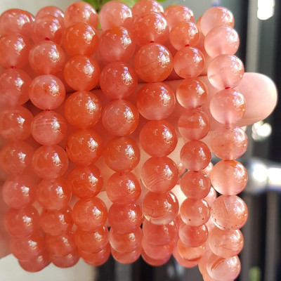 Vòng đeo tay nữ chuỗi mới đá mã não hồng cam bóng mượt đẹp size vòng hạt 10mm nam nữ mệnh hỏa mệnh thổ đeo ạ