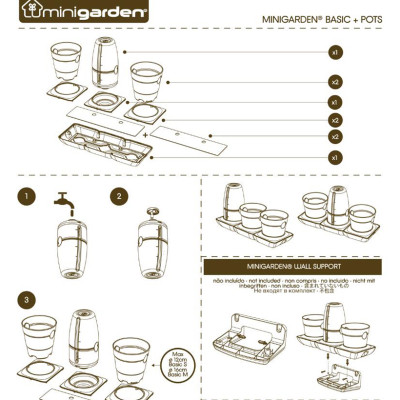Chậu Trồng Rau Sạch Tự Dưỡng và Tự động tưới Basic UNO nhập khẩu Bồ Đào Nha dùng trồng rau và cây để bàn trong nhà hàng, khách sạn hay hộ gia đình