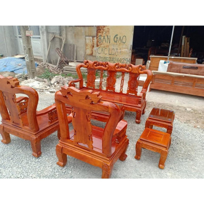 bộ bàn ghế quốc đào tay 10 gỗ xoan ta