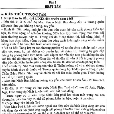 Kiến Thức Trọng Tâm Và Câu Hỏi Trắc Nghiệm Khách Quan Lịch Sử 11