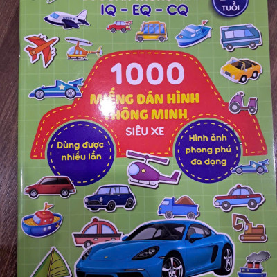 Sách Bóc Dán Thông Minh IQ-EQ-CQ - 1000 Miếng Dán Hình Thông Minh - Siêu Xe