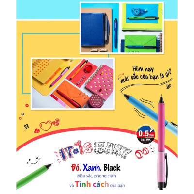 Bộ 3 cây bút bi mực gel STABILO Palette 268XF ( xanh+đỏ+đen )