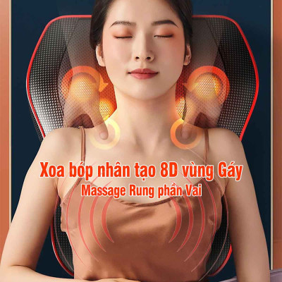 Đệm massage toàn thân 8D đa vị trí phiên bản 618-1 có hồng ngoại 3 cấp độ, mát xa rung tùy chỉnh, 5 chế độ xoa bóp đảo chiều, xoa bóp lưng, vai, gáy đa điểm, hàng chính hãng