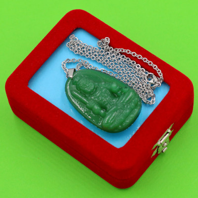 Dây chuyền mặt phật Bất Động Minh Vương - thạch anh xanh 5cm DITTXN1 - dây inox - kèm hộp nhung - tuổi Dậu